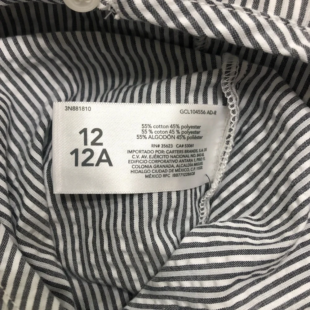 NWOT Carter’s Striped Seersucker Jumpsuit, Size 12